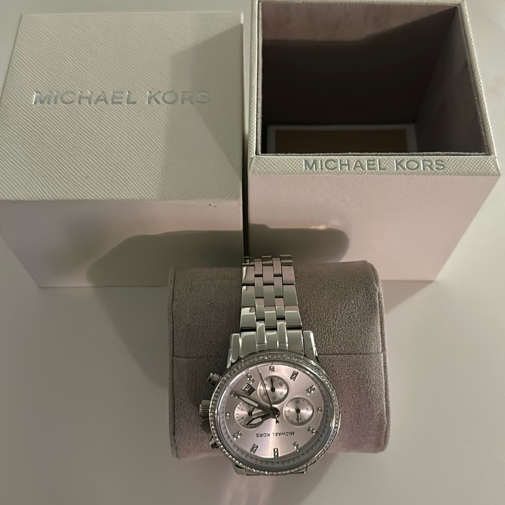 MK Silver tone over sized watch